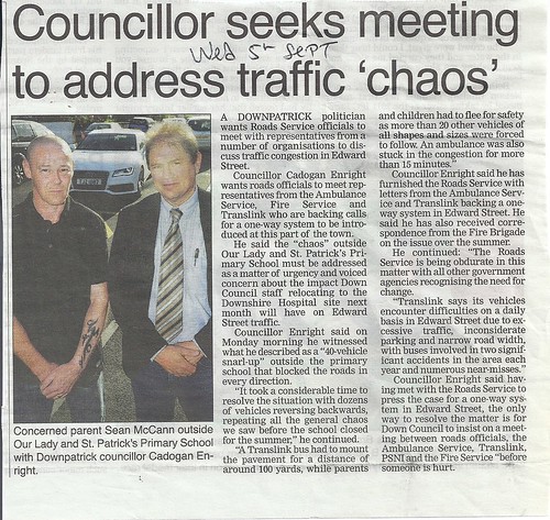 Councillor seeks meeting on Traffic Chaos by CadoganEnright