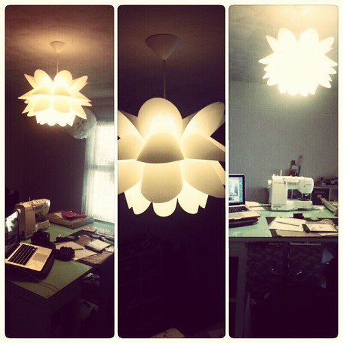 And she is up. :) #sydney #light #chandelier #craftsroom