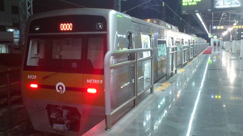 Seoul Subway Line 9 Corporation 9000series in Gaehwa, Seoul, S.Korea /Dec 28,2012