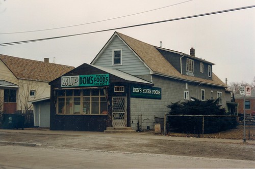 An old abandoned Mom and Pop neighborhood side street grocery store in Chicago's Mount Greenwood neighborhood.  March 1989. by Eddie from Chicago