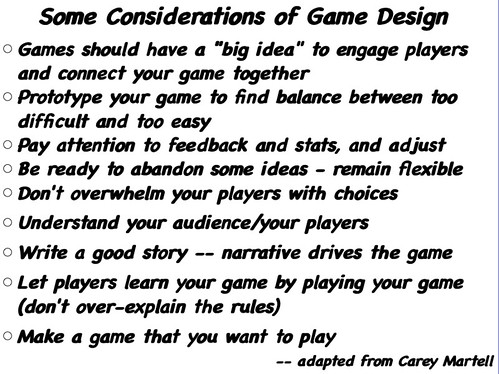 Considerations of Game Design