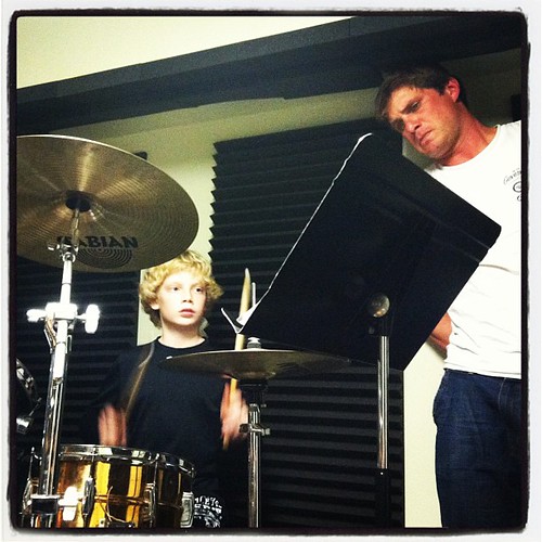 Uncle Josh and Micaiah at drum lessons...