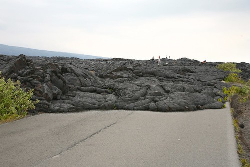Lava blocks the road