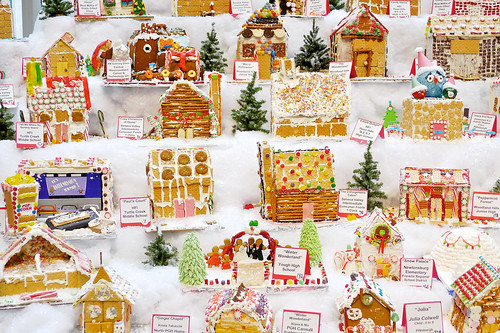 Gingerbread houses on display.