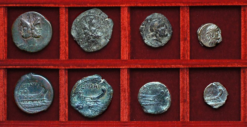 RRC 338 LPDAP Lex Papiria de Assis Pondere bronzes, RRC 337 D.SILANVS Junia As, Ahala collection, coins of the Roman Republic
