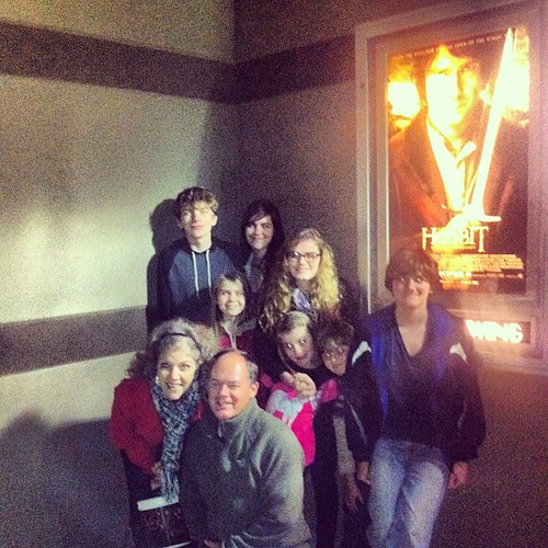 Whole family at The Hobbit!  18 thumbs up!!!
