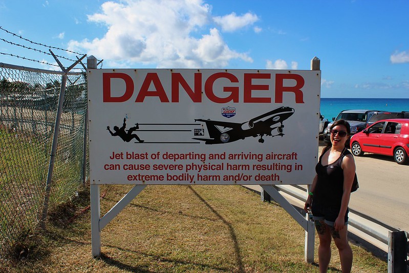 Maho Beach Warning Sign