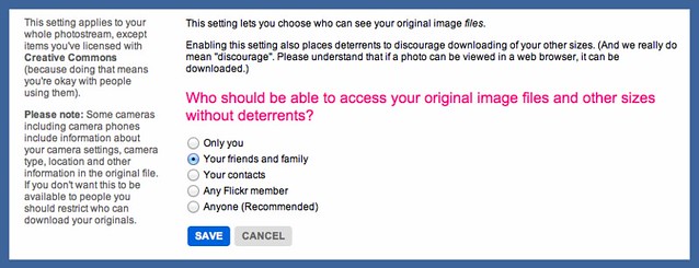 Flickr download permissions