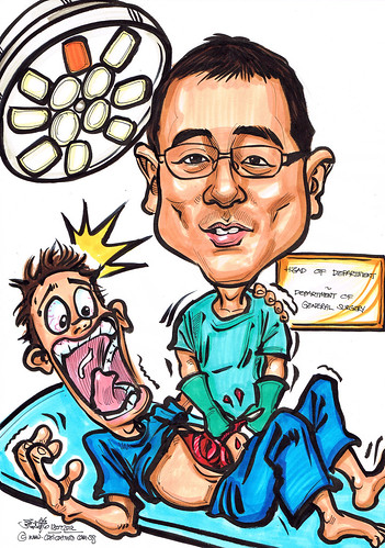 caricature of a surgeon in action