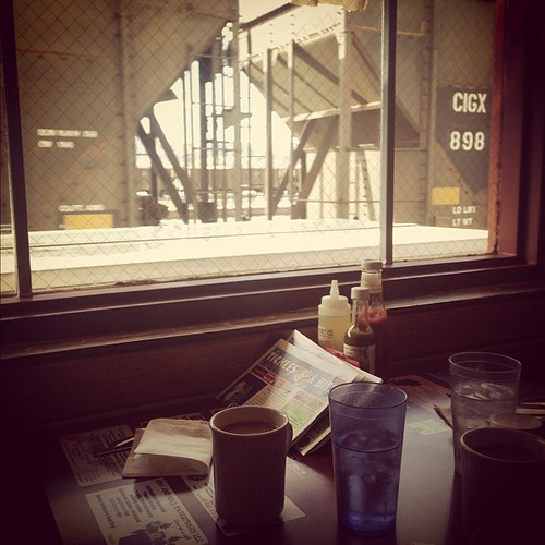 The best part of eating at Pufferbelly is when the train goes by...that and the bacon.