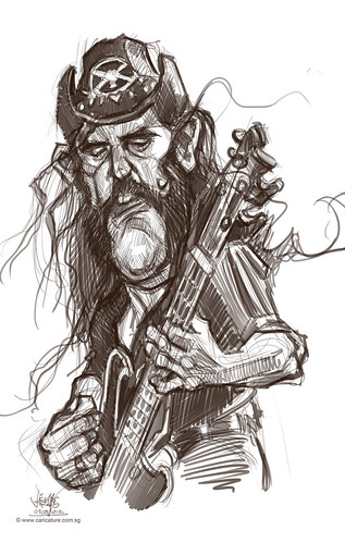 digital caricature sketch of Lemmy Kilmister