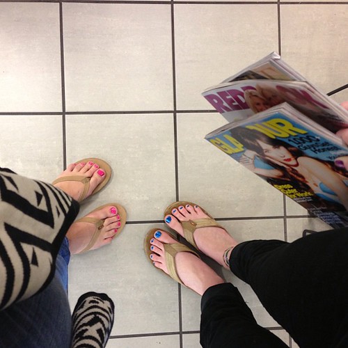 Went for pedicures and then stocked up on January issues. Having fun (Faith's last day).