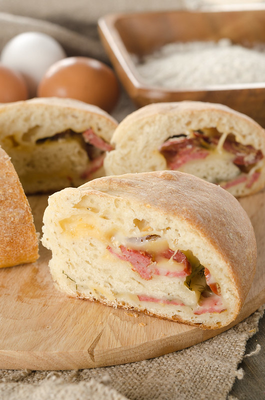 bread stuffed with sausage and cheese