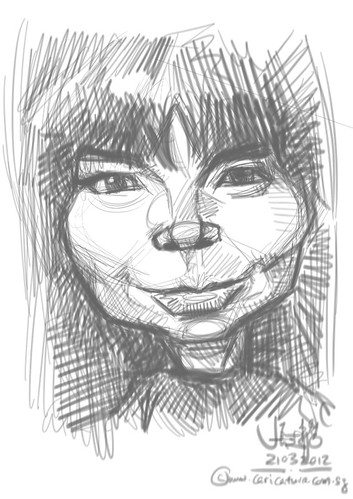 digital caricature sketch of Bjork.