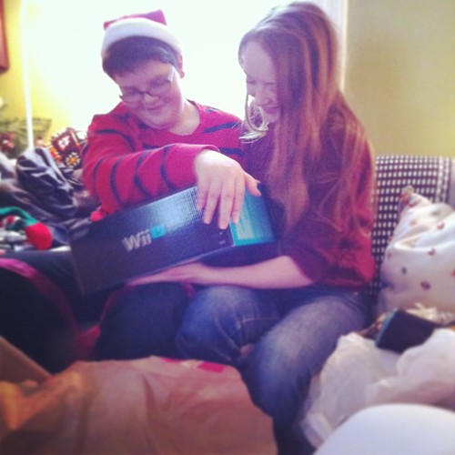 their reaction was pure joy, they started cooing in their shared sibling geek language #yule #teens #wiiu