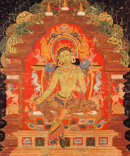 016-13th century Tibetan thangka painting Old Green Tara-Wikimedia Commons