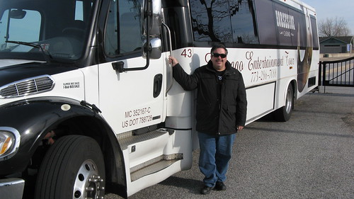Eddie K posing by an Freightliner limosuine conversion bus owned by the Horseshoe Casino.  Hammond Indiana.  Sunday, November 25th, 2012. by Eddie from Chicago
