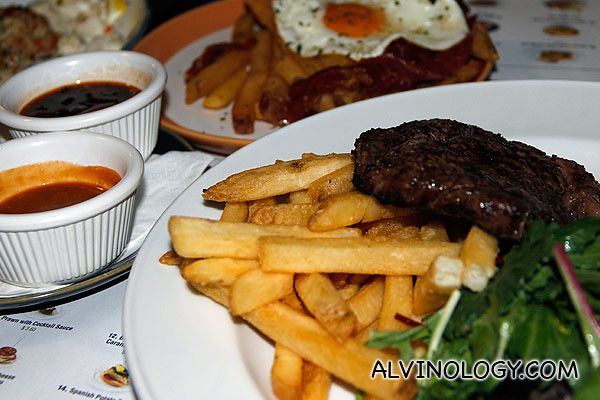 Grilled Argentinean Rib-Eye with Fries and Mixed Salad (200g)