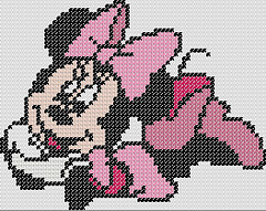 Preview of Pink Miss Minnie Mouse cross stitch chart