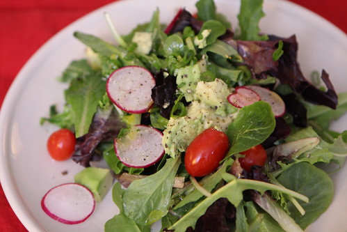 Salad with Radish, Avocado, and Tomato
