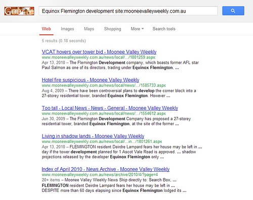 Broken search results from the 'Moonee Valley Weekly' website