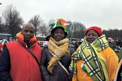 Ivory Coast citizens demonstrated outside the pre-trial of former President Laurent Gbagbo in the Netherlands. Gbagbo was ousted by France in 2011. by Pan-African News Wire File Photos