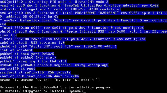 Программа установки OpenBSD 5.2
