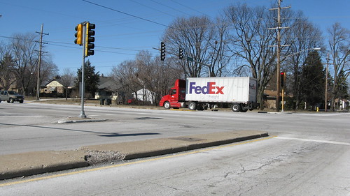 Fed Ex tractor / trailer truck heading westbound on Oakton Street.  Niles Illinois.  March 2013. by Eddie from Chicago
