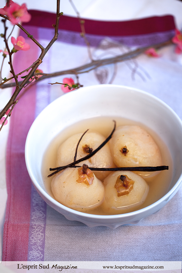 Poached pears with a  vanilla syrup - { Pierre Hermé }