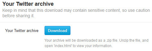 twitter archive download screenshot