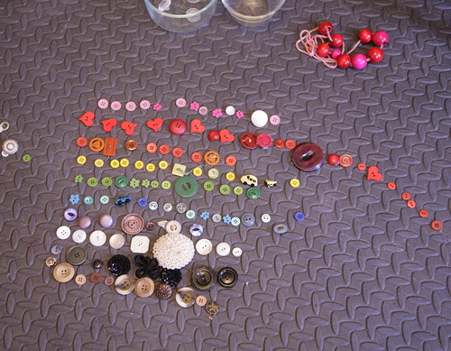 Rainbow buttons - a game we play with my button stash.