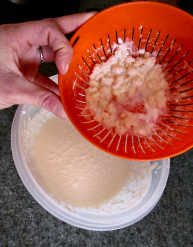 Sift and Swirl with Colander Into a Bowl