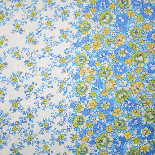 Vintage sheet - blue/yellow floral