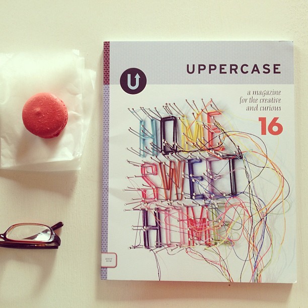 Just me, a macaroon and my first issue of @UppercaseMag at the wonderful @BakeryLorraine