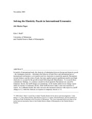 Solving the Elasticity Puzzle in International Economics
