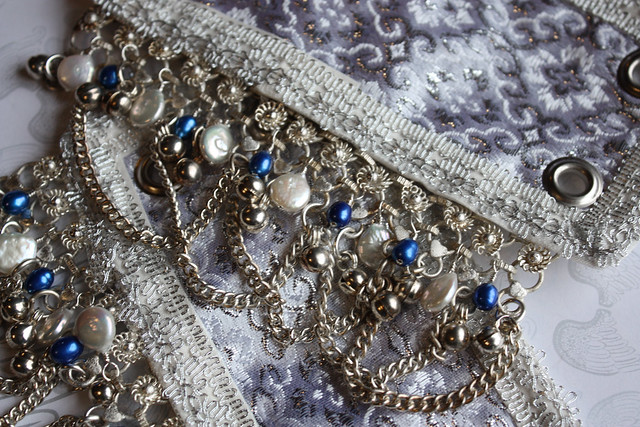 Blue and Silver Steampunk outfit cuffs close-up