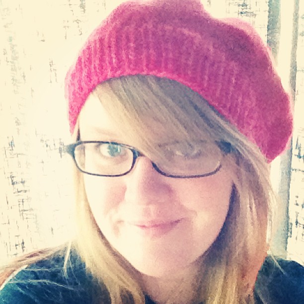My newly-knit hat is a liiiitle more rasta than I had planned. #butperfectlypink