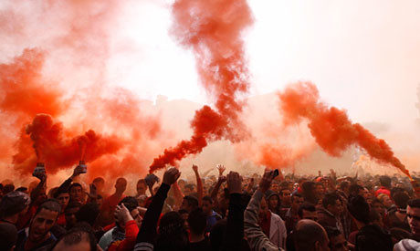 Al-Ahly (Ultras) soccer fans protest verdict in Port Said. The conflict over the 2012 massacre has continued into the following year. by Pan-African News Wire File Photos