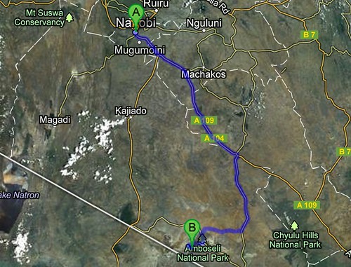 Route Nairobi - Amboseli