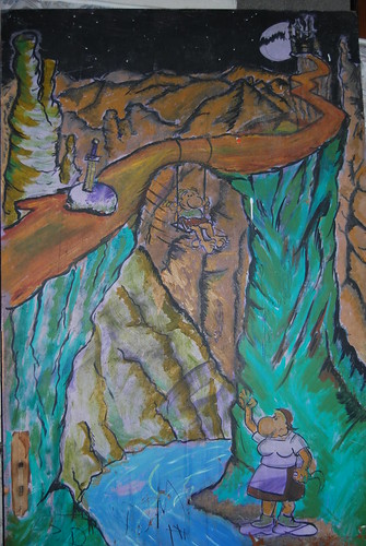 # cadro 15, columpio, autor nora luca, pintura ao auga sobre porta, ano 2000 by buscando a nora luca