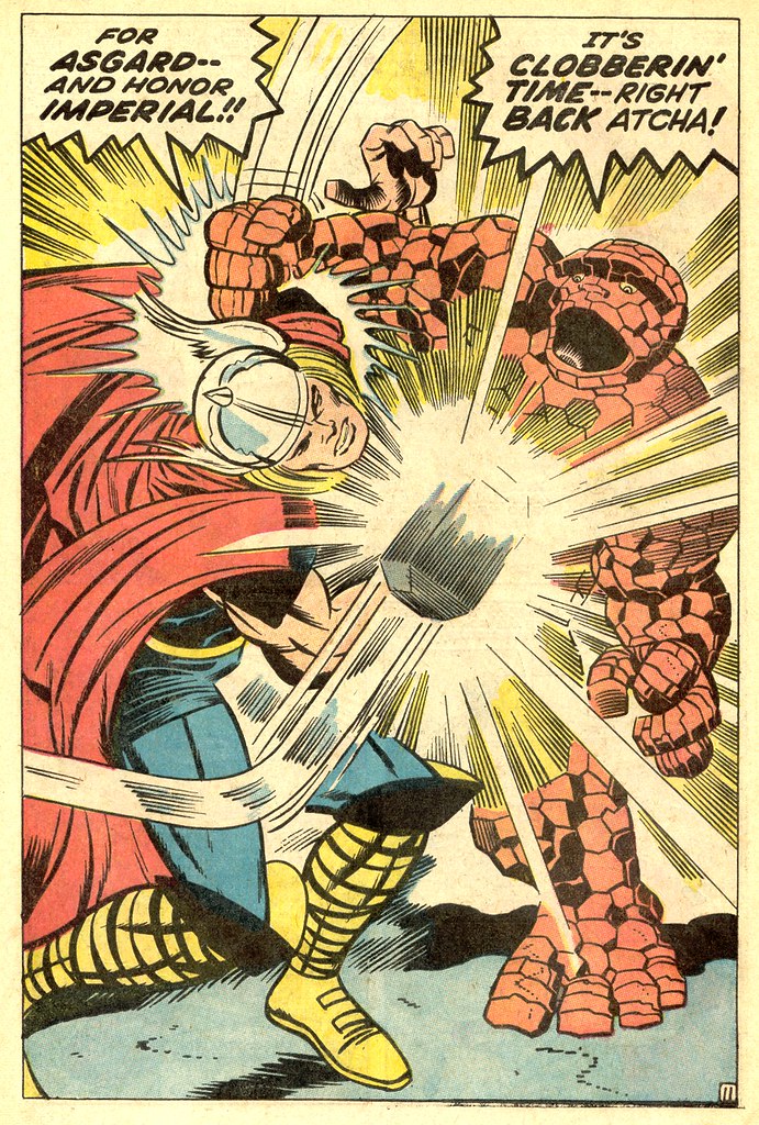 Fantastic Four 73 The Thing vs Thor splash 1968 Kirby