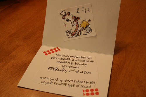 The Calvin & Hobbes invite - family - inside