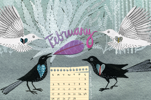 February Desktop Calendar