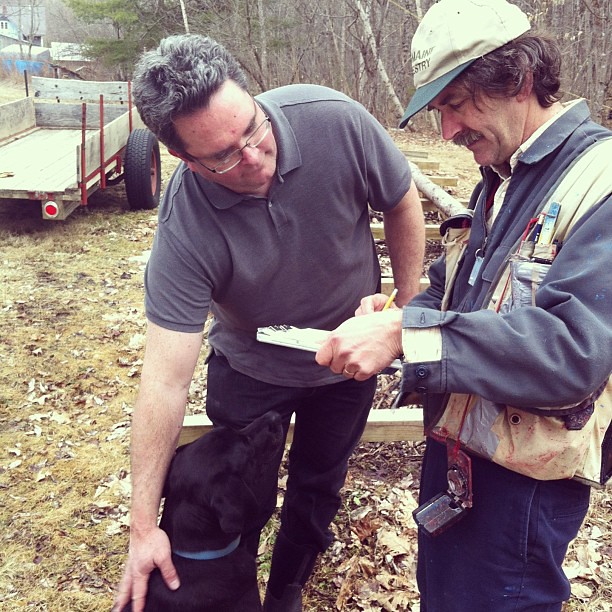 Working on a forestry plan for our 125 acres - it's just a dite overwhelming, but petting Annie, the energetic lab, helps. #maine #homestead