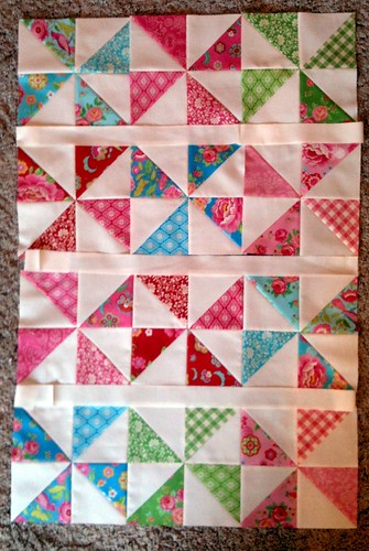 Baby girl pinwheel quilt top