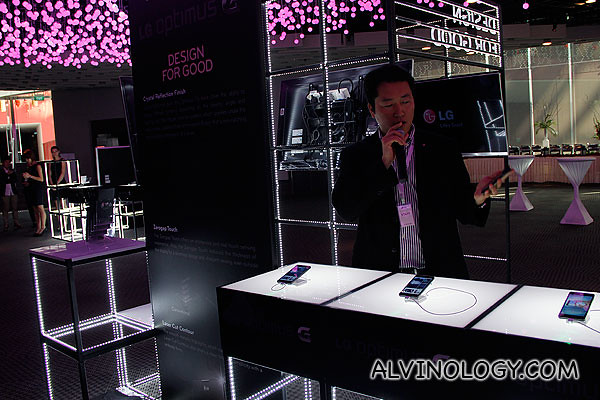 There was a roving emcee who went through all the key features of the Optimus G with us at the launch event 