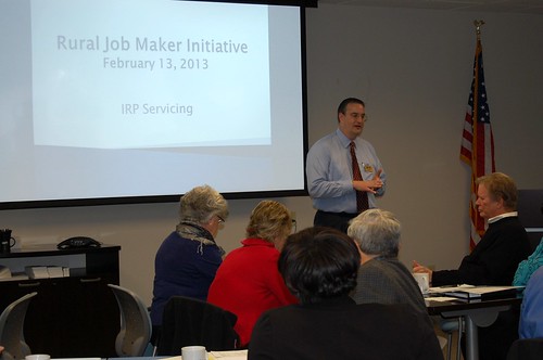 Bruce Pleasant, USDA Rural Development Business & Cooperative Program Director, facilitates the “Rural Job Maker Initiative Roundtable” held recently in Raleigh, North Carolina with more than 35 community and business stakeholders and revolving loan providers. USDA photo.