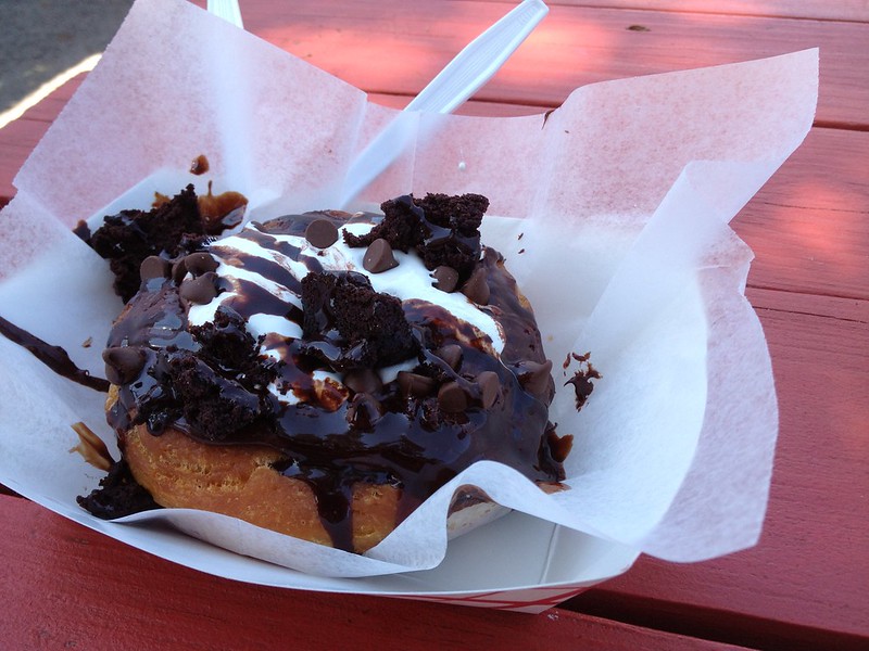 Heavenly Hash doughnut with marshmallow and chocalate fudge icing topped with fudge brownie from Gourdoughs Speciality Doughnuts