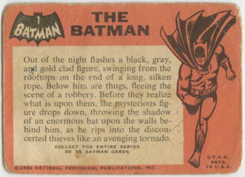 1966 Topps Batman Batman back