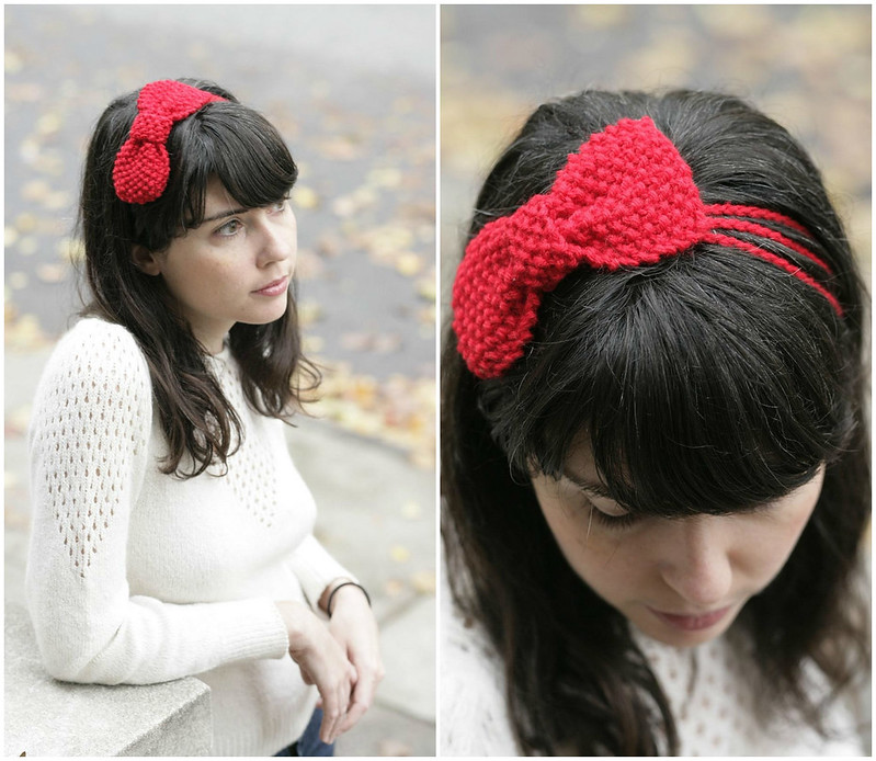 Free Knitted Headband With Bow Pattern